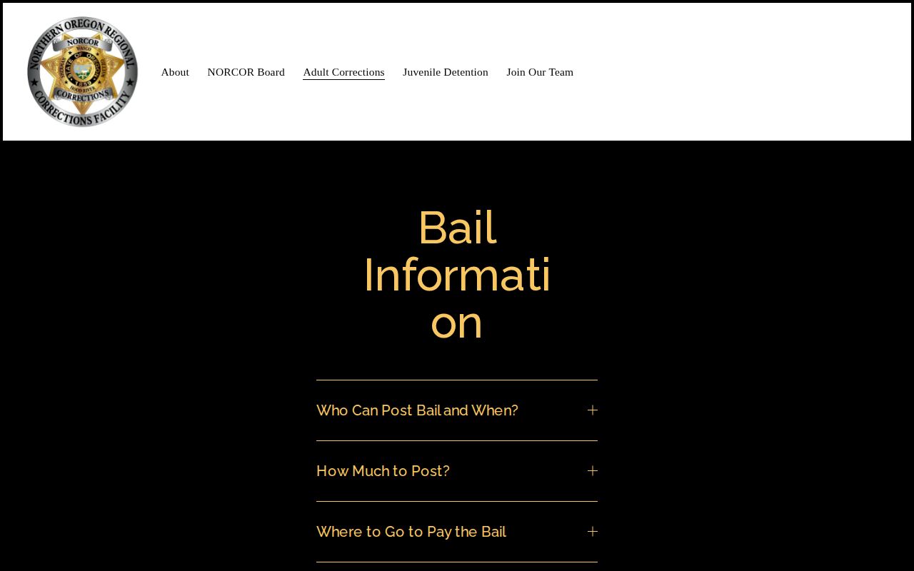 Gilliam County NORCOR bail release instructions
