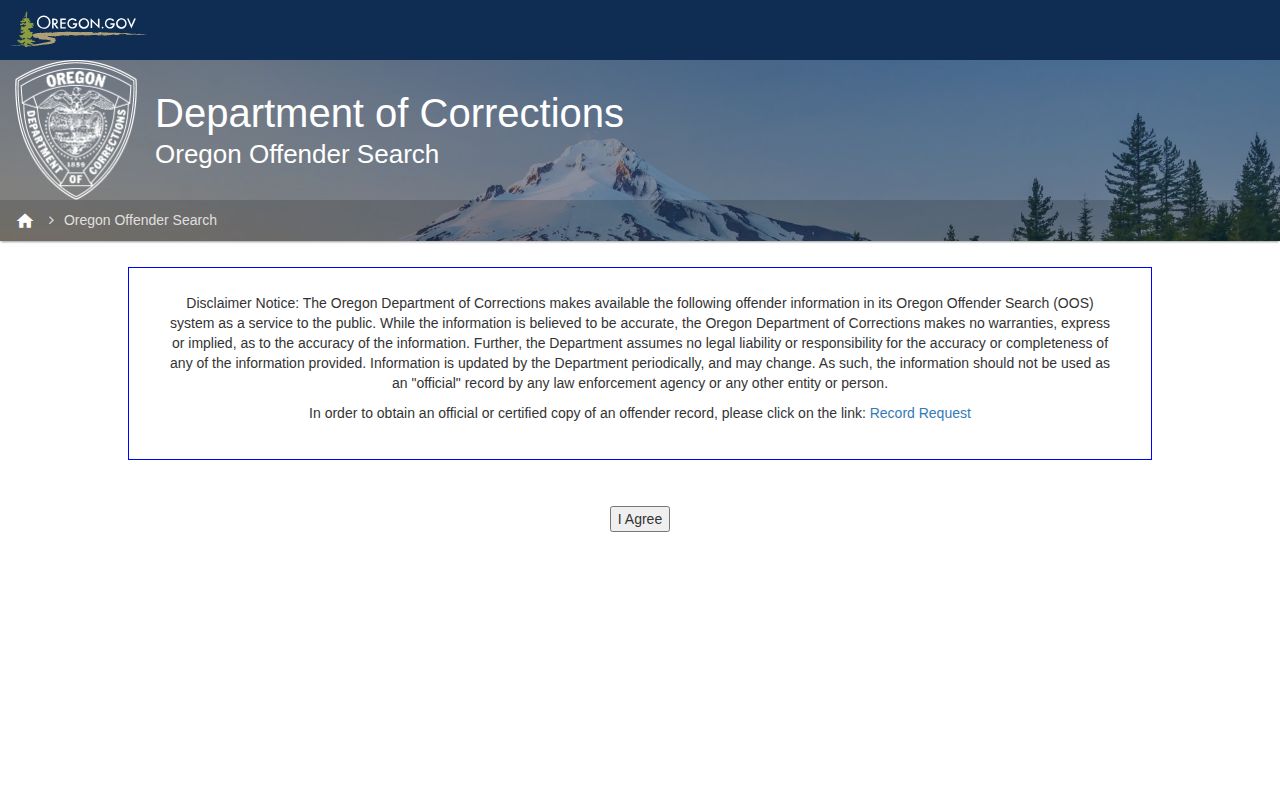 Gilliam County ODOC released inmate search form